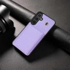 For Samsung Galaxy S24 5G Three Fold Card Bag Phone Case with Long Lanyard(Purple) - 2