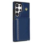 For Samsung Galaxy S23 Ultra 5G Three Fold Card Bag Phone Case with Long Lanyard(Blue) - 3