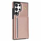 For Samsung Galaxy S23 Ultra 5G Three Fold Card Bag Phone Case with Long Lanyard(Rose Gold) - 3