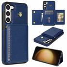 For Samsung Galaxy S23+ 5G Three Fold Card Bag Phone Case with Long Lanyard(Blue) - 1