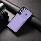For Samsung Galaxy S23+ 5G Three Fold Card Bag Phone Case with Long Lanyard(Purple) - 2