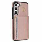 For Samsung Galaxy S23 5G Three Fold Card Bag Phone Case with Long Lanyard(Rose Gold) - 3