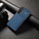 For Samsung Galaxy S24 FE 5G Three Fold Card Bag Phone Case with Long Lanyard(Blue) - 2