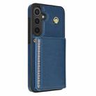 For Samsung Galaxy S24 FE 5G Three Fold Card Bag Phone Case with Long Lanyard(Blue) - 3