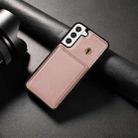 For Samsung Galaxy S22 5G Three Fold Card Bag Phone Case with Long Lanyard(Rose Gold) - 2