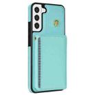 For Samsung Galaxy S21+ 5G Three Fold Card Bag Phone Case with Long Lanyard(Mint) - 3