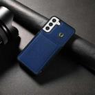 For Samsung Galaxy S21+ 5G Three Fold Card Bag Phone Case with Long Lanyard(Blue) - 2