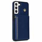 For Samsung Galaxy S21+ 5G Three Fold Card Bag Phone Case with Long Lanyard(Blue) - 3