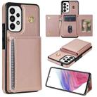 For Samsung Galaxy S20 FE 5G Three Fold Card Bag Phone Case with Long Lanyard(Rose Gold) - 1