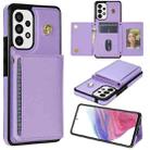 For Samsung Galaxy S20 FE 5G Three Fold Card Bag Phone Case with Long Lanyard(Purple) - 1