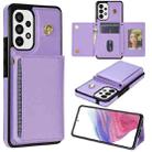 For Samsung Galaxy S20 5G Three Fold Card Bag Phone Case with Long Lanyard(Purple) - 1