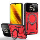 For Xiaomi Poco X3 Large Window MagSafe Holder Phone Case(Red) - 1