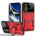 For Xiaomi Poco X4 Pro 5G Large Window MagSafe Holder Phone Case(Red) - 1