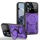 For Xiaomi 12T / 12T Pro Large Window MagSafe Holder Phone Case(Purple) - 1