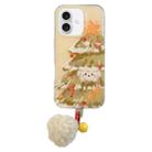 For iPhone 16 IMD Double Layer Printed TPU Hybrid PC Phone Case with Pendant(Christmas Tree Puppy) - 1