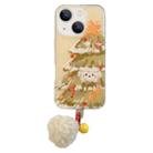 For iPhone 14 IMD Double Layer Printed TPU Hybrid PC Phone Case with Pendant(Christmas Tree Puppy) - 1