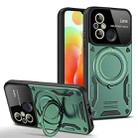 For Redmi 12C Large Window MagSafe Holder Phone Case(Green) - 1