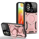 For Redmi 12C Large Window MagSafe Holder Phone Case(Rose Gold) - 1