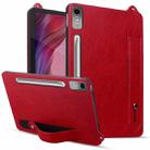 For Lenovo Tab P12 2023 TPU Leather Back Tablet Case with Wristband(Red) - 1