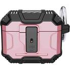 For AirPods 4 Non-slip TPU+PC Shockproof Earphones Case with Hook(Pink) - 1