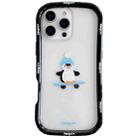 For iPhone 16 Pro Max Christmas Pattern Colorful PC Frame TPU Clear Phone Case(Penguin) - 1