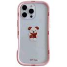 For iPhone 16 Pro Max Christmas Pattern Colorful PC Frame TPU Clear Phone Case(Cute Puppy) - 1