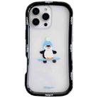 For iPhone 16 Pro Christmas Pattern Colorful PC Frame TPU Clear Phone Case(Penguin) - 1