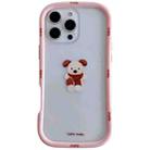 For iPhone 16 Pro Christmas Pattern Colorful PC Frame TPU Clear Phone Case(Cute Puppy) - 1