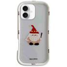 For iPhone 16 Christmas Pattern Colorful PC Frame TPU Clear Phone Case(Santa Claus) - 1