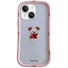 For iPhone 15 Christmas Pattern Colorful PC Frame TPU Clear Phone Case(Cute Puppy) - 1