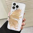 For iPhone 13 Pro Max Butterfly Pattern Transparent TPU Phone Case(Gold) - 1