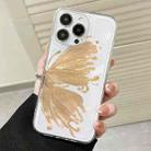 For iPhone 14 Pro Max Butterfly Pattern Transparent TPU Phone Case(Gold) - 1