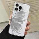 For iPhone 15 Pro Max Butterfly Pattern Transparent TPU Phone Case(Silver) - 1