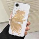 For iPhone XR Butterfly Pattern Transparent TPU Phone Case(Gold) - 1