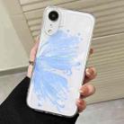 For iPhone XR Butterfly Pattern Transparent TPU Phone Case(Blue) - 1