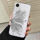 For iPhone XR Butterfly Pattern Transparent TPU Phone Case(Silver) - 1