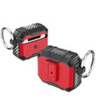 For AirPods 4 TPU + PC Shockproof Earphones Case with Hook(Red+Black) - 1