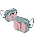 For AirPods 4 TPU + PC Shockproof Earphones Case with Hook(Pink+ Green) - 1