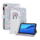 Huawei MediaPad M5 Lite 8 Coloured Drawing Horizontal Flip Leather Case with Holder & Card Slot & Photo Frame(Elephant and Flowers) - 1