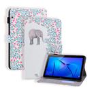 Huawei MediaPad T5 Coloured Drawing Horizontal Flip Leather Case with Holder & Card Slot & Photo Frame(Elephant and Flowers) - 1