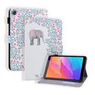 Huawei Honor Waterplay / C5 8 inch 2020 Coloured Drawing Horizontal Flip Leather Case with Holder & Card Slot & Photo Frame(Elephant and Flowers) - 1