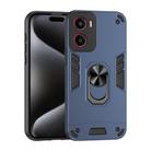 For Motorola Moto G05 Shockproof Metal Ring Holder Phone Case(Blue) - 1