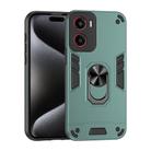 For Motorola Moto G05 Shockproof Metal Ring Holder Phone Case(Green) - 1