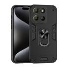 For Motorola Moto G15 Shockproof Metal Ring Holder Phone Case(Black) - 1