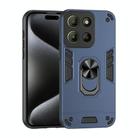 For Motorola Moto G15 Shockproof Metal Ring Holder Phone Case(Blue) - 1