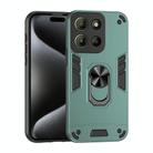 For Motorola Moto G15 Shockproof Metal Ring Holder Phone Case(Green) - 1