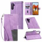 For Samsung Galaxy A36 TTUDRCH Embossed Line Splicing Leather Phone Case(Purple) - 1