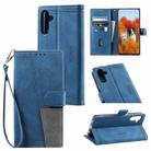 For Samsung Galaxy A17 5G TTUDRCH Embossed Line Splicing Leather Phone Case(Blue) - 1