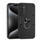 For Samsung Galaxy S25 5G Shockproof Metal Ring Holder Phone Case(Black) - 1