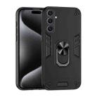 For Samsung Galaxy S25+ 5G Shockproof Metal Ring Holder Phone Case(Black) - 1